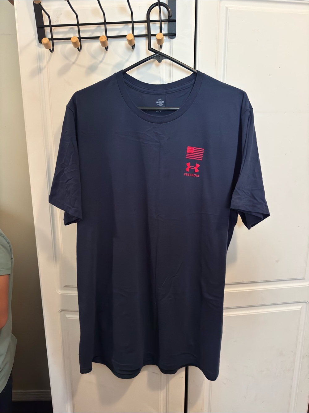 Under Armour Navy Short Sleeve Performance Tee with Red Flag Logo